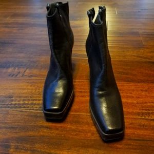 Black,  Square toe, Stuart Weitzman short boots. Size 7N